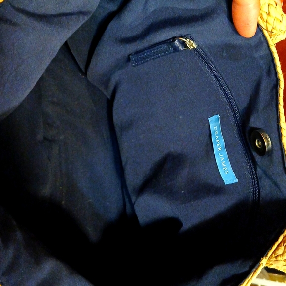 Draper James by Reece Witherspoon| Straw tote bag with Navy Floral Satin Tie| - Picture 3 of 9